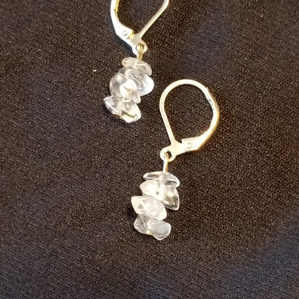 NEW Genuine Clear Quartz Earrings